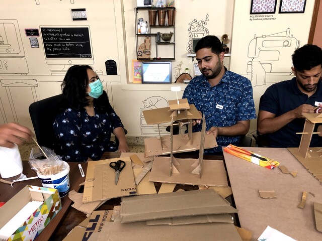 Cardboard automata during residency at Paper Crane Labs